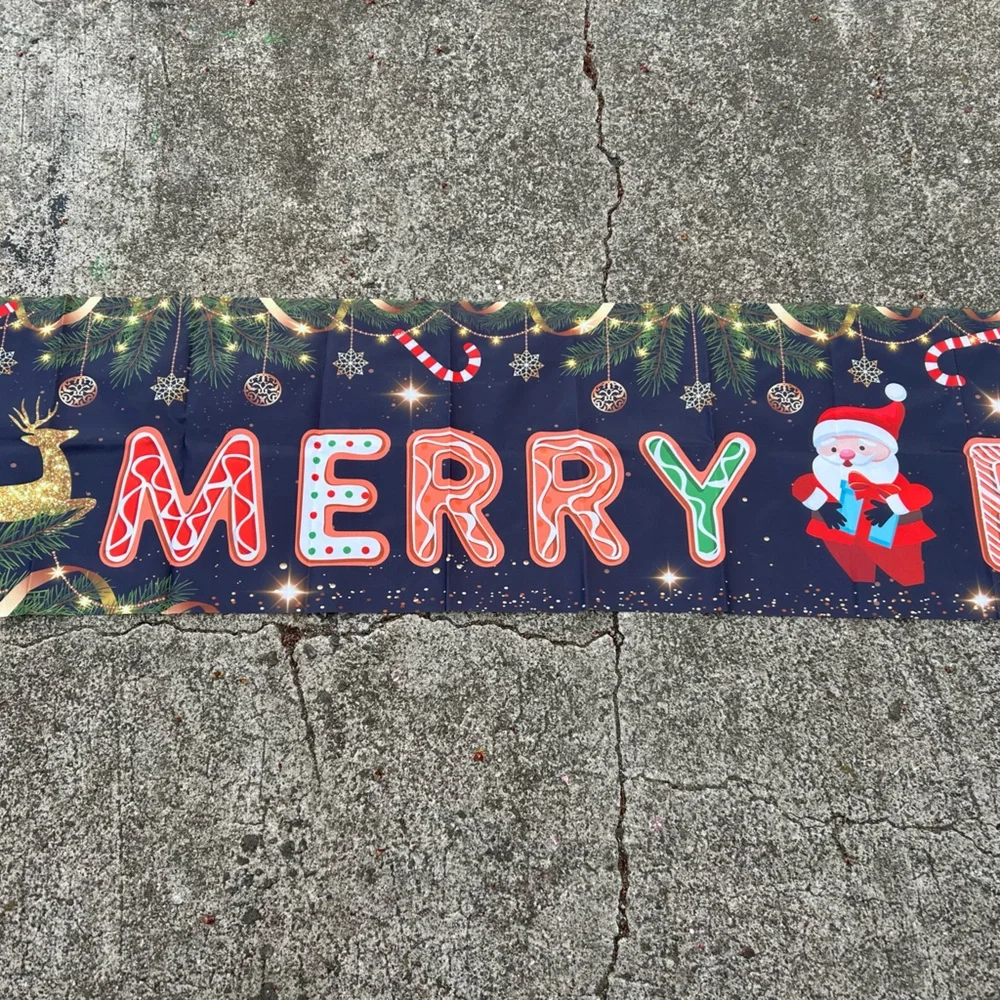 Santa Merry birthday banner, 19 x 118, Christmas theme, birthdays parties